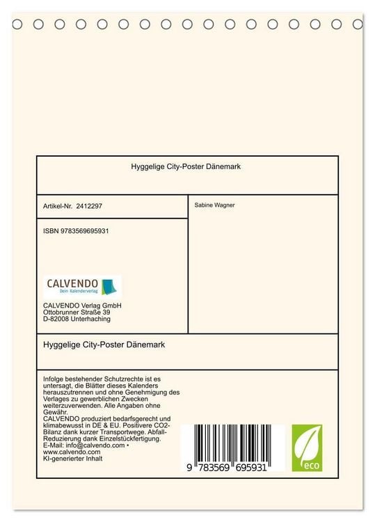Produktbild: Hyggelige City-Poster D&auml;nemark (Tischkalender 2027 DIN A5 hoch), CALVENDO Monatskalender