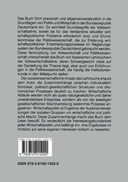 Produktbild: Wirtschaftspolitik und Regierungssystem der Bundesrepublik Deutschland