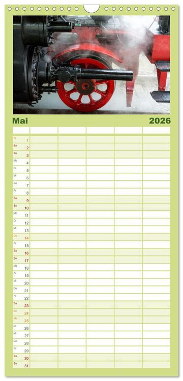 Produktbild: Familienplaner 2026 - Dampflok auf Usedom mit 5 Spalten (Wandkalender, 21 x 45 cm) CALVENDO