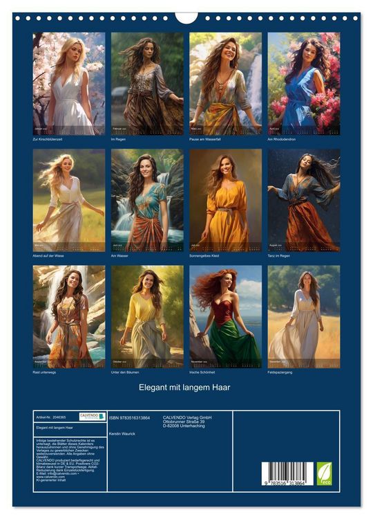 Produktbild: Elegant mit langem Haar (Wandkalender 2026 DIN A3 hoch), CALVENDO Monatskalender