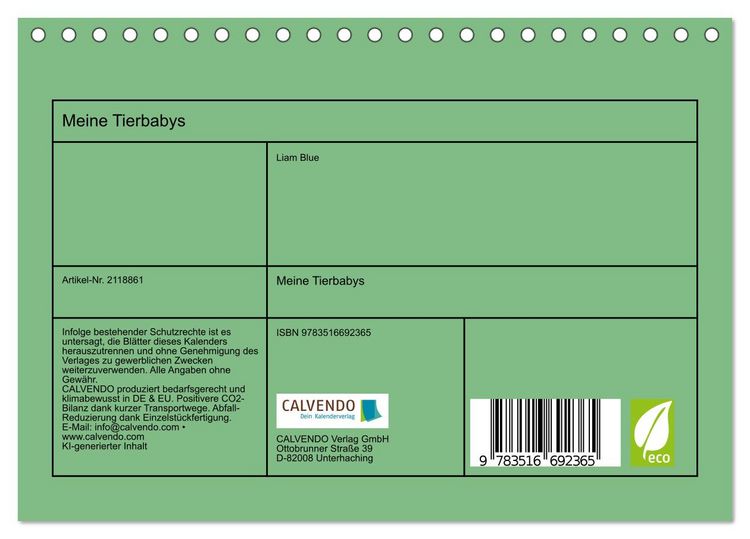 Produktbild: Meine Tierbabys (Tischkalender 2026 DIN A5 quer), CALVENDO Monatskalender