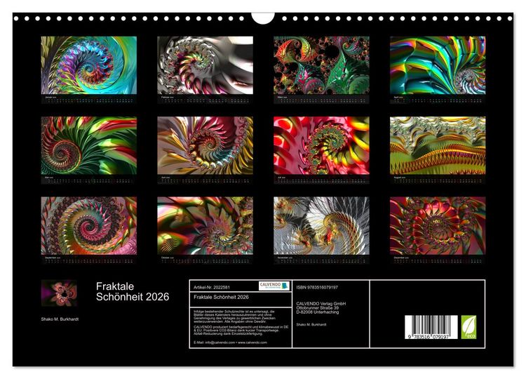 Produktbild: Fraktale Sch&ouml;nheit 2026 (Wandkalender 2026 DIN A3 quer), CALVENDO Monatskalender