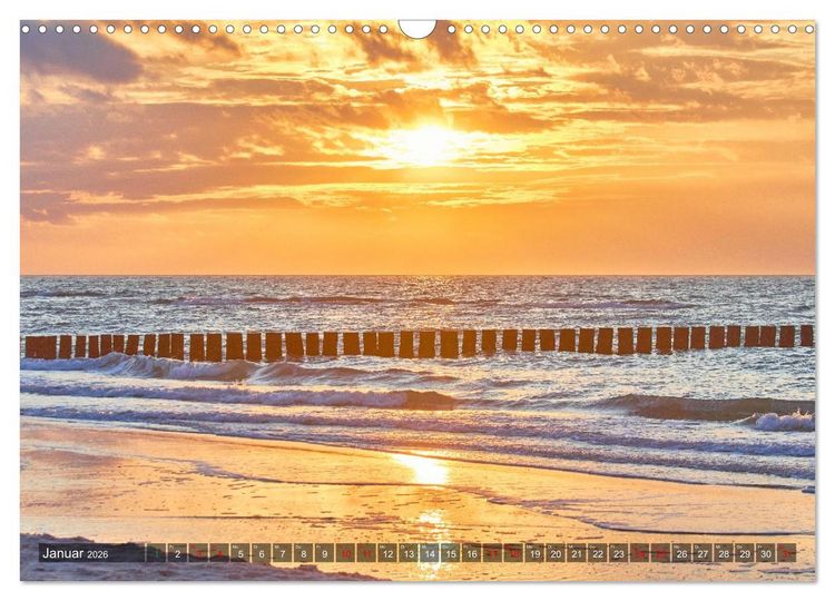 Produktbild: Sonnenunterg&auml;nge an Ostseek&uuml;ste und Bodden (Wandkalender 2026 DIN A3 quer), CALVENDO Monatskalender
