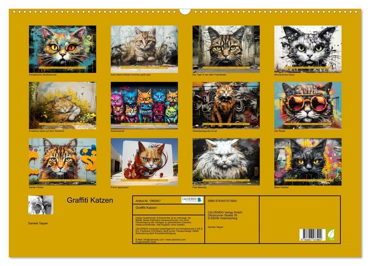 Produktbild: Graffiti Katzen (Wandkalender 2026 DIN A2 quer), CALVENDO Monatskalender