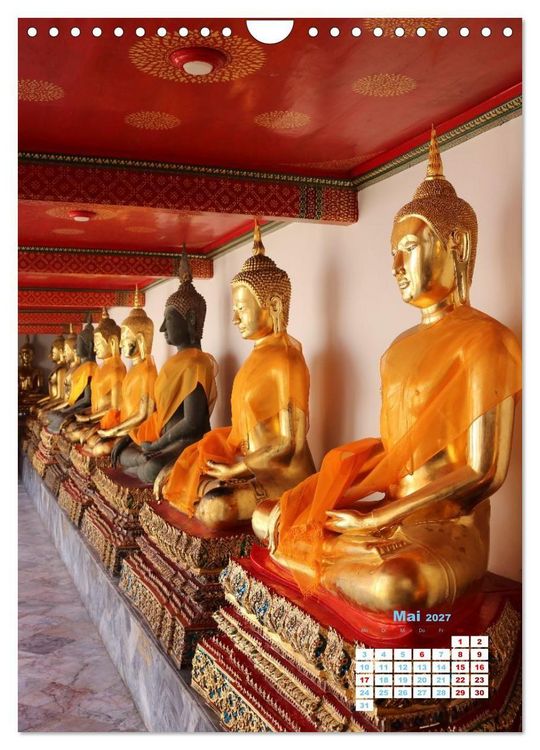 Produktbild: Bangkoks Tempel - Goldene Pagoden und safrangelbe Roben (Wandkalender 2027 DIN A4 hoch), CALVENDO Monatskalender