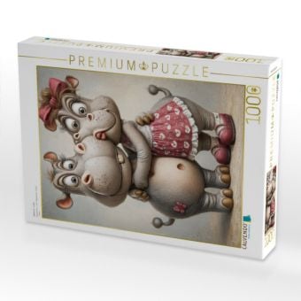 Produktbild: CALVENDO Puzzle Nilpferd - Liebe | 1000 Teile Lege-Gr&ouml;&szlig;e 64x48cm Foto-Puzzle f&uuml;r gl&uuml;ckliche Stunden
