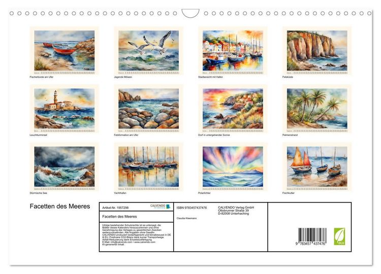 Produktbild: Facetten des Meeres (Wandkalender 2026 DIN A3 quer), CALVENDO Monatskalender