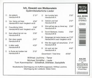 Produktbild: Jochims, W: Ich,Oswald von Wolkenstein-Lieder des Sp&auml;tmittel