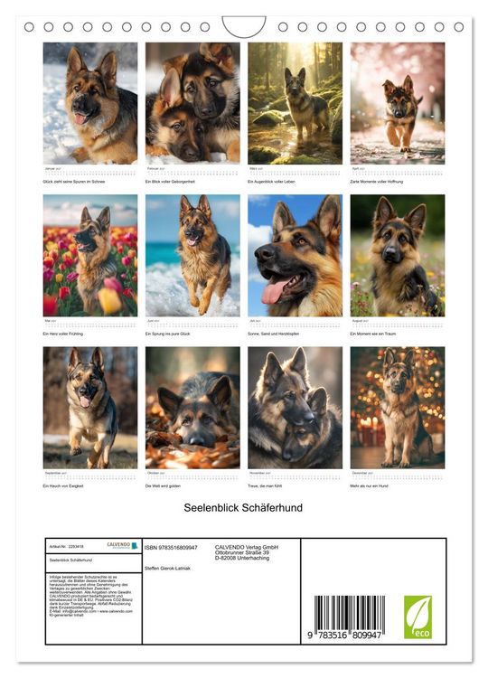 Produktbild: Seelenblick Sch&auml;ferhund (Wandkalender 2027 DIN A4 hoch), CALVENDO Monatskalender