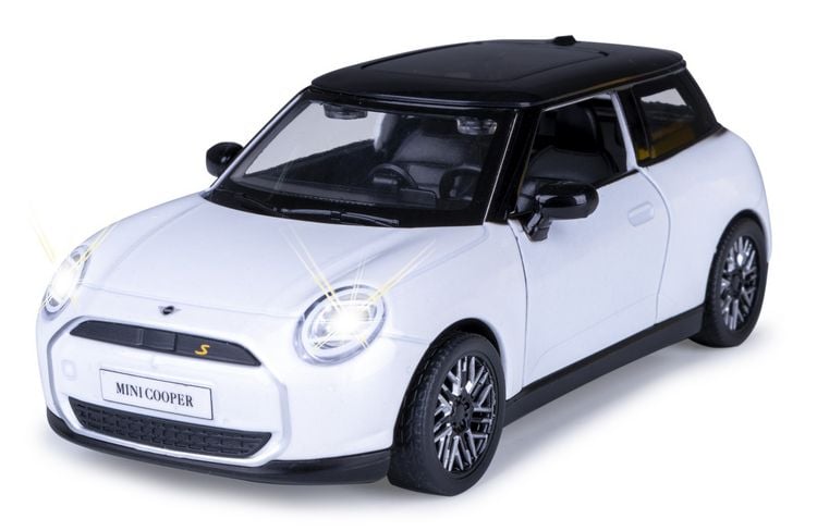Produktbild: BMW Mini Cooper Diecast 1:28 wei&szlig; inkl. Knopfzellen