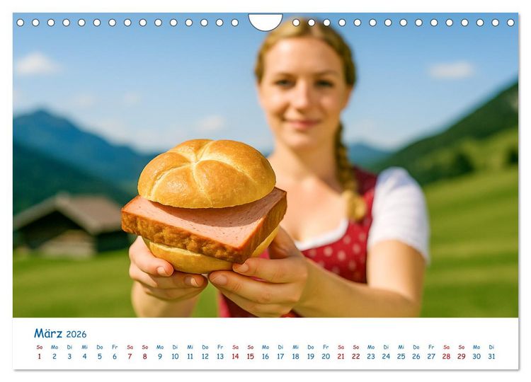 Produktbild: Leberk&auml;se-Kalender - Die Leberk&auml;ssemmel aus Bayern (Wandkalender 2026 DIN A4 quer), CALVENDO Monatskalender