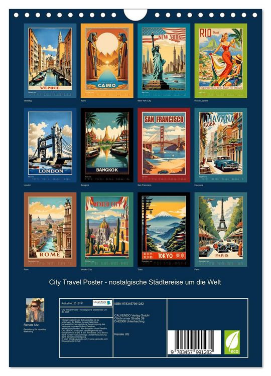 Produktbild: City Travel Poster - nostalgische St&auml;dtereise um die Welt (Wandkalender 2026 DIN A4 hoch), CALVENDO Monatskalender