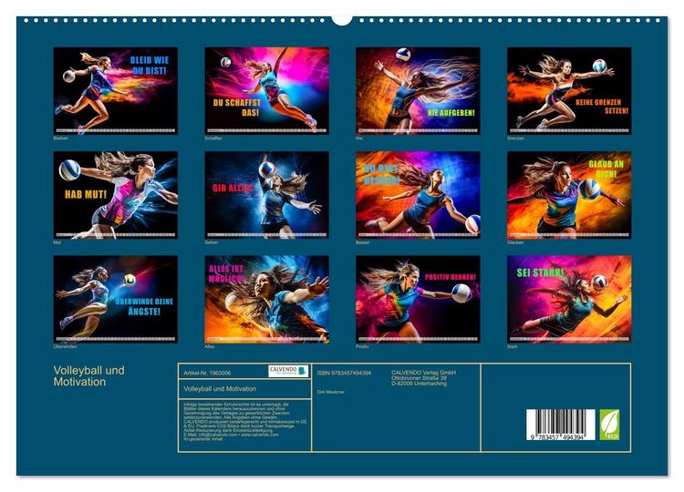 Produktbild: Volleyball und Motivation (hochwertiger Premium Wandkalender 2026 DIN A2 quer), Kunstdruck in Hochglanz