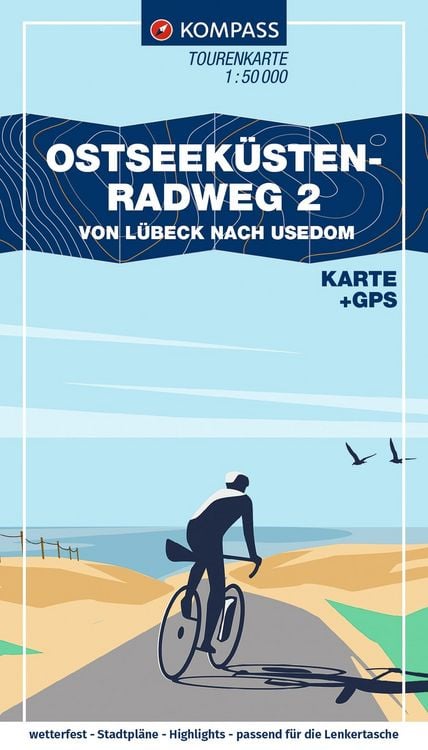Produktbild: KOMPASS Fahrrad-Tourenkarte Ostseek&uuml;stenradweg 2 - von L&uuml;beck nach Usedom 1:50.000