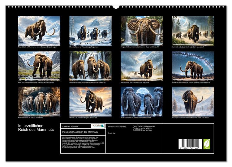 Produktbild: Im urzeitlichen Reich des Mammuts (hochwertiger Premium Wandkalender 2026 DIN A2 quer), Kunstdruck in Hochglanz