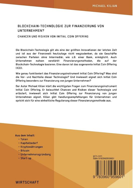 Produktbild: Blockchain-Technologie zur Finanzierung von Unternehmen? Chancen und Risiken von Initial Coin Offering