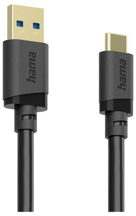Produktbild: Hama USB-Kabel USB 3.2 Gen1 USB-A Stecker, USB-C&reg; Stecker 0.75 m Schwarz vergoldete Steckkontakte 00202005