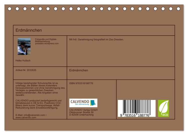 Produktbild: Erdm&auml;nnchen (Tischkalender 2026 DIN A5 quer), CALVENDO Monatskalender