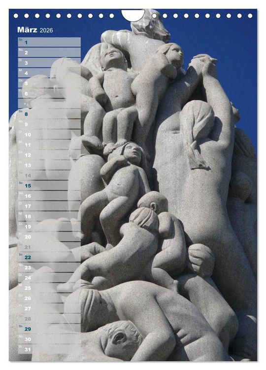 Produktbild: Skulpturen im Vigeland-Park Oslo (Wandkalender 2026 DIN A4 hoch), CALVENDO Monatskalender