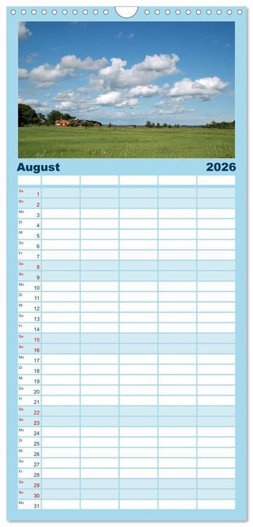 Produktbild: Familienplaner 2026 - Wundervolles Schweden mit 5 Spalten (Wandkalender, 21 x 45 cm) CALVENDO