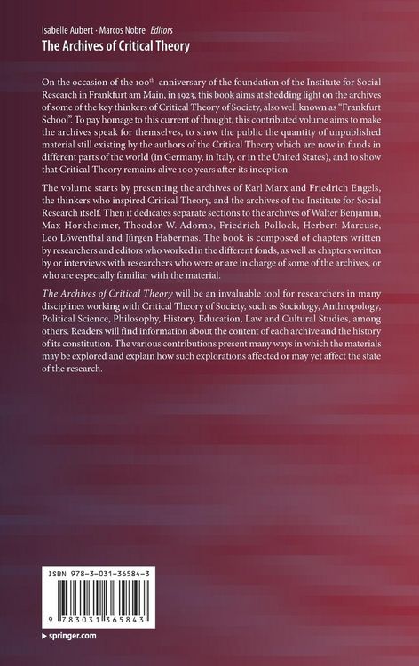 Produktbild: The Archives of Critical Theory
