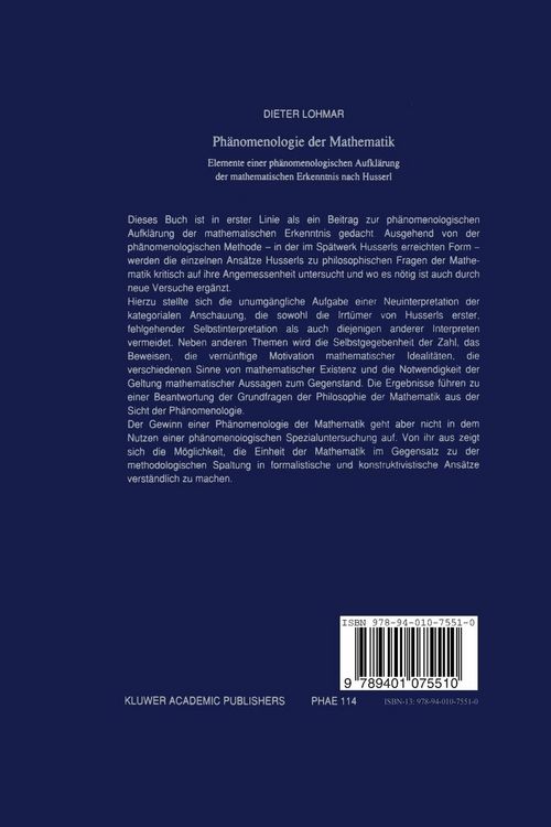 Produktbild: Ph&auml;nomenologie der Mathematik
