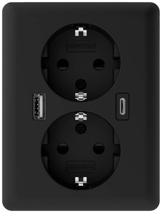 Produktbild: 2USB 2U-449719 Unterputz-Dose mit USB-C&reg;, mit USB-Ladeausgang Schwarz (matt)