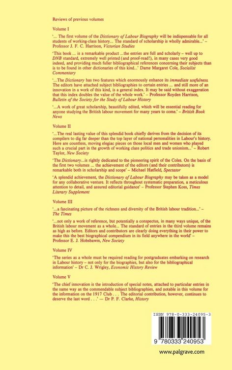 Produktbild: Dictionary of Labour Biography