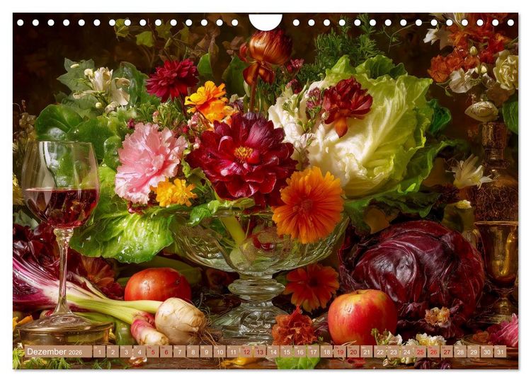 Produktbild: Bloom und Bite. KI mixt Blumen, Obst und Gem&uuml;se (Wandkalender 2026 DIN A4 quer), CALVENDO Monatskalender