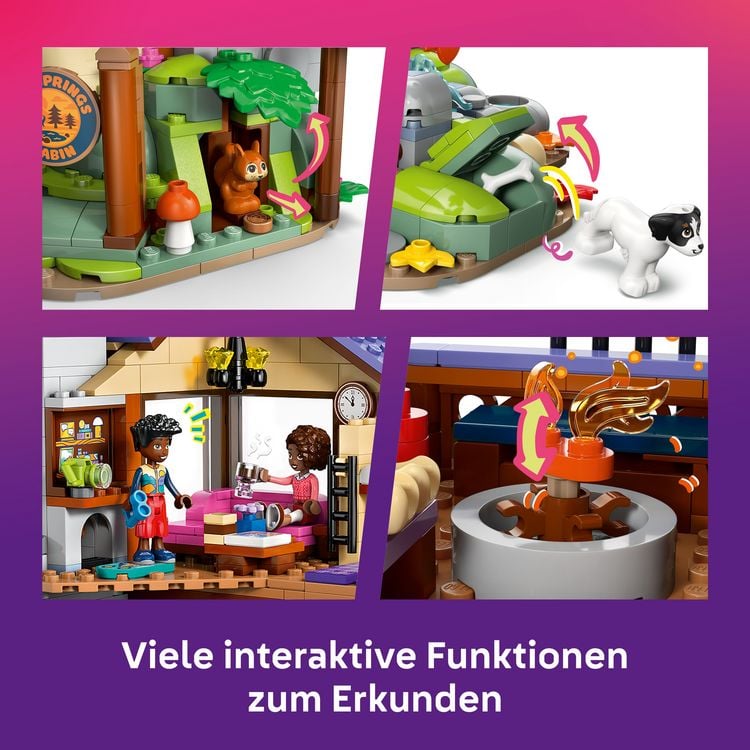 Produktbild: LEGO Friends 42705 Gem&uuml;tliche H&uuml;tte im Herbstwald, Bauspielzeug, 4 Spielfiguren, ein Hund und ein Eichh&ouml;rnchen