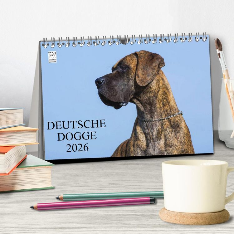 Produktbild: Deutsche Dogge 2026 (Tischkalender 2026 DIN A5 quer), CALVENDO Monatskalender