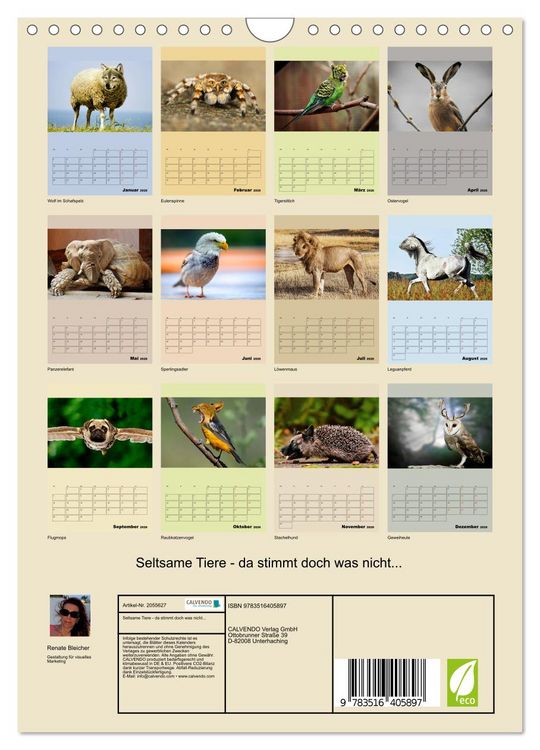 Produktbild: Seltsame Tiere - da stimmt doch was nicht... (Wandkalender 2026 DIN A4 hoch), CALVENDO Monatskalender