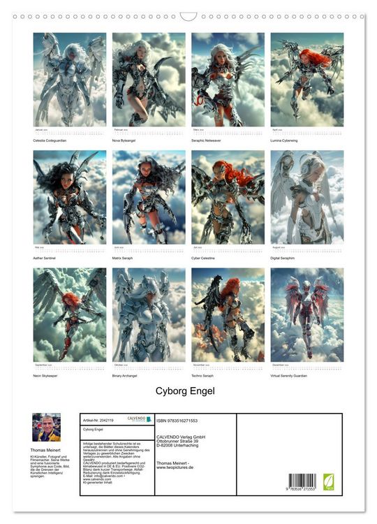 Produktbild: Cyborg Engel (Wandkalender 2026 DIN A2 hoch), CALVENDO Monatskalender
