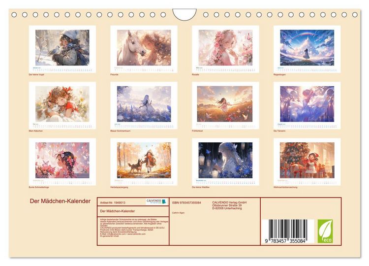 Produktbild: Der M&auml;dchen-Kalender (Wandkalender 2026 DIN A4 quer), CALVENDO Monatskalender