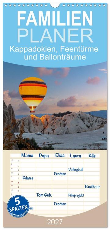 Produktbild: Familienplaner 2027 - Kappadokien, Feent&uuml;rme und Ballontr&auml;ume mit 5 Spalten (Wandkalender, 21 x 45 cm) CALVENDO
