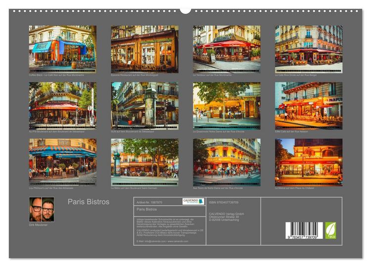 Produktbild: Paris Bistros (hochwertiger Premium Wandkalender 2026 DIN A2 quer), Kunstdruck in Hochglanz