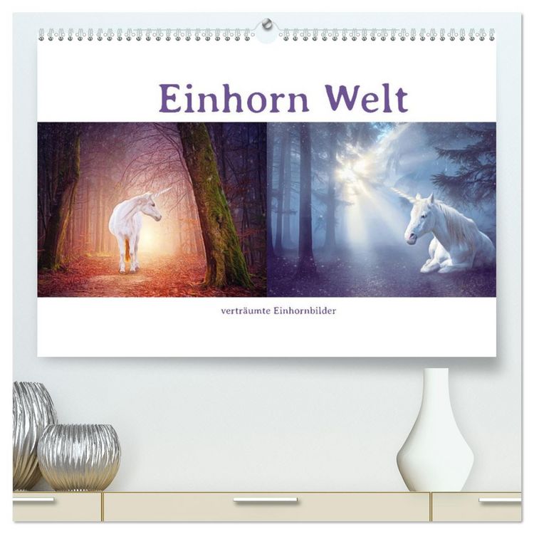 Produktbild: Einhorn Welt - vertr&auml;umte Einhornbilder (hochwertiger Premium Wandkalender 2026 DIN A2 quer), Kunstdruck in Hochglanz