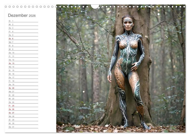 Produktbild: Tarnung und Illusion KI-Kunstvolle Verschmelzung von K&ouml;rper und Umgebung (Wandkalender 2026 DIN A3 quer), CALVENDO Monatskalender