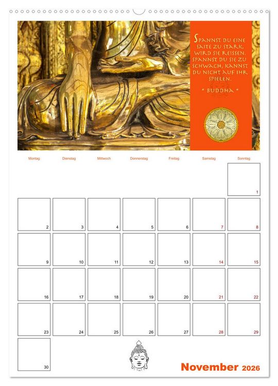 Produktbild: Buddhas Zitate und Weisheiten (Wandkalender 2026 DIN A2 hoch), CALVENDO Monatskalender