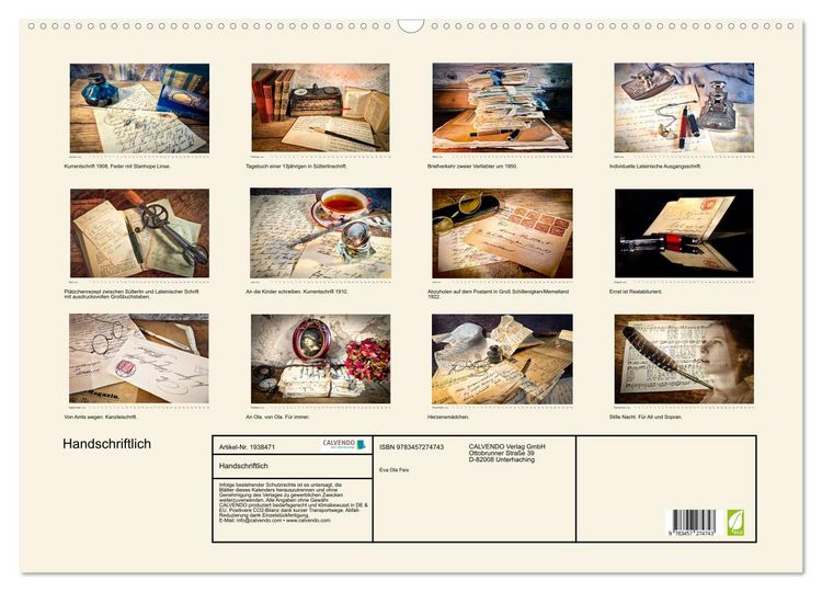 Produktbild: Handschriftlich (Wandkalender 2026 DIN A2 quer), CALVENDO Monatskalender