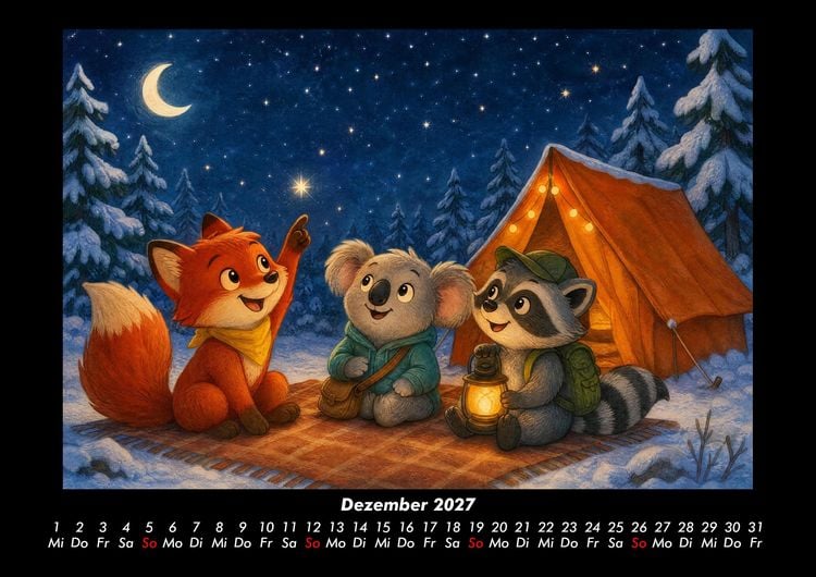 Produktbild: Camping-Abenteuer mit Finn, Kiki & Rocco 2027 Fotokalender DIN A3
