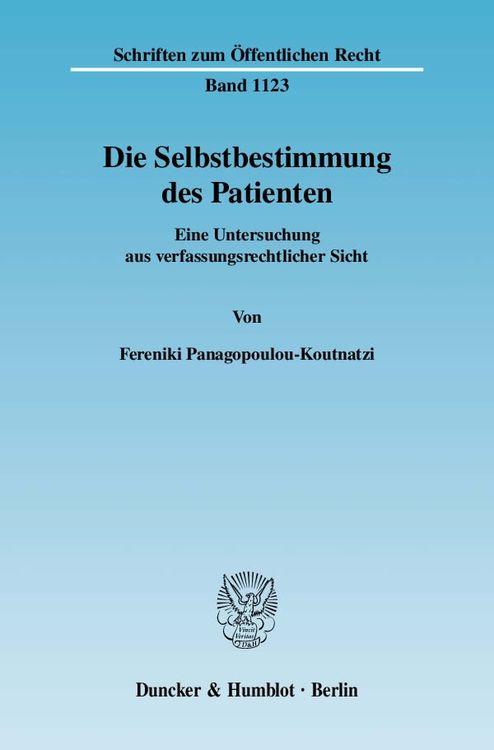 Produktbild: Die Selbstbestimmung des Patienten.