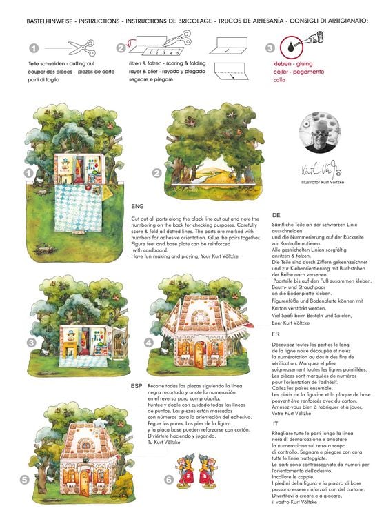 Produktbild: H&auml;nsel und Gretel basteln Bastelbogen Lebkuchenhaus Ausschneidebogen