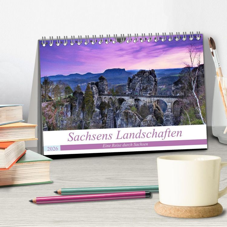 Produktbild: Sachsens Landschaften (Tischkalender 2026 DIN A5 quer), CALVENDO Monatskalender