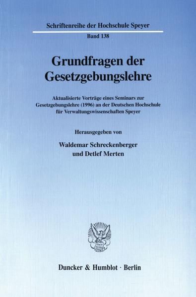 Produktbild: Grundfragen der Gesetzgebungslehre.