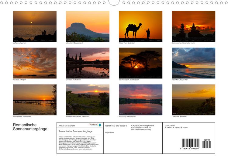 Produktbild: Romantische Sonnenunterg&auml;nge (Wandkalender 2022 DIN A3 quer)