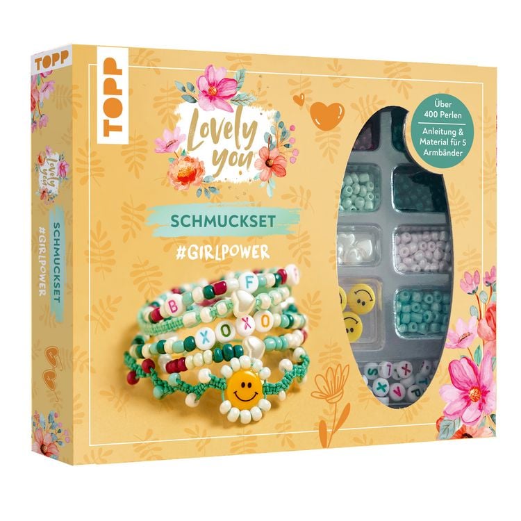 Produktbild: Lovely You Schmuckset #GirlPower. Anleitung und Material für 5 Armbänder. Über 400 Perlen