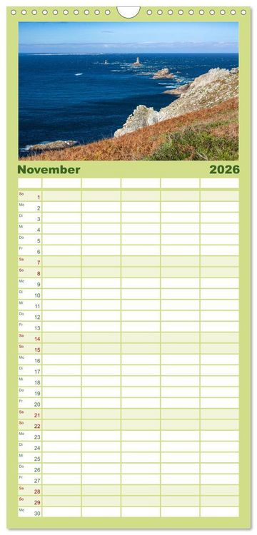 Produktbild: Familienplaner 2026 - Cornouaille - Ein Ausflug in den S&uuml;dwesten der Bretagne mit 5 Spalten (Wandkalender, 21 x 45 cm) CALVENDO