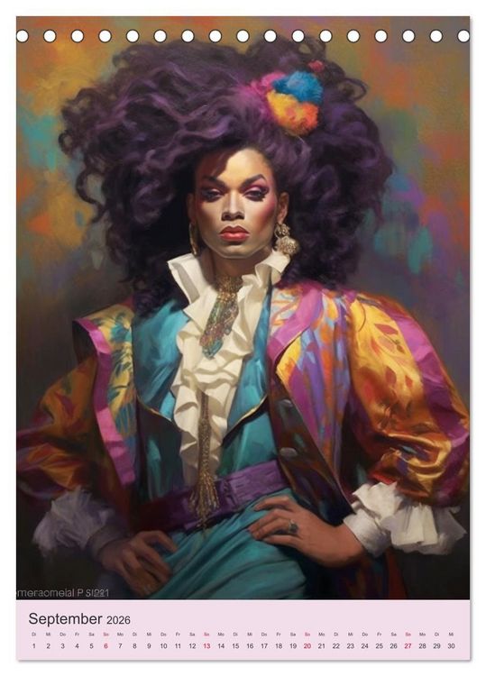 Produktbild: Dragqueens. Drag- und Travestie Kunst. Illustrationen (Tischkalender 2026 DIN A5 hoch), CALVENDO Monatskalender