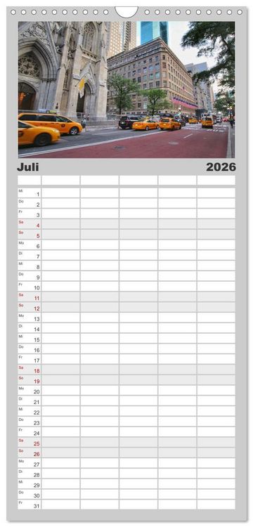 Produktbild: Familienplaner 2026 - Streets of New York - Zu Fu&szlig; durch die Metropole der Superlative mit 5 Spalten (Wandkalender, 21 x 45 cm) CALVENDO